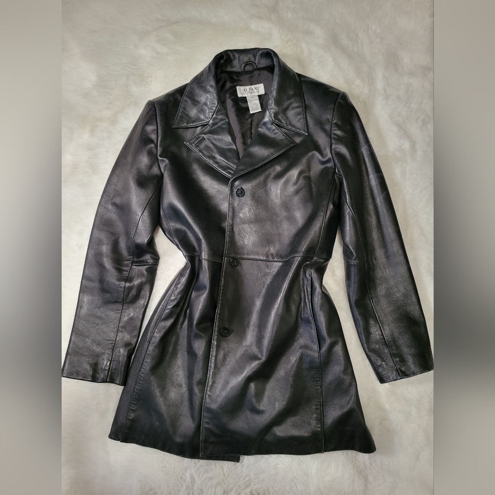 Alfani Black Leather Women's Coat